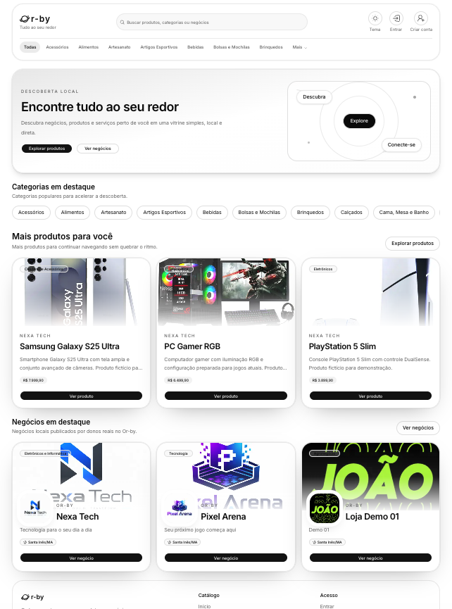 Experiência vertical do Or-by com produtos e negócios locais